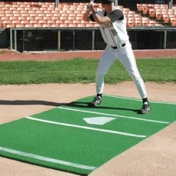 [ 4 ] Sports Turf 6’ X 12’ Baseball Mat With Throw-down Home Plate – Green/Clay