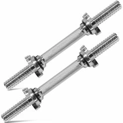 Titan Fitness Pair Adjustable Chrome 14" Thread Dumbbell Handle W/ Lock Collars